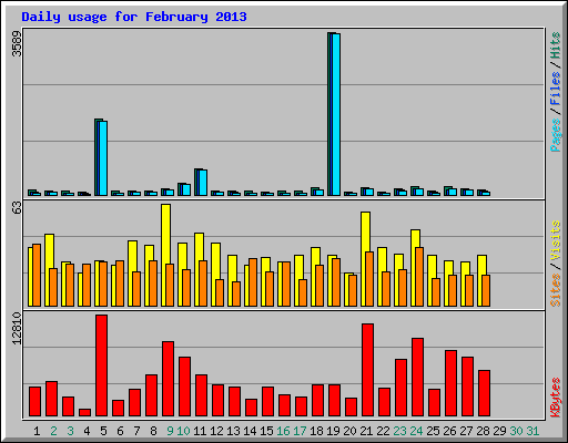 Daily usage for February 2013