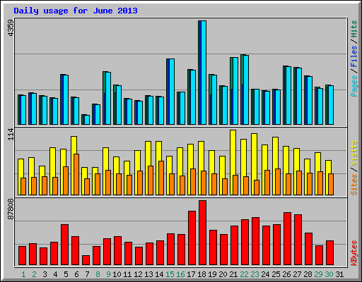 Daily usage for June 2013