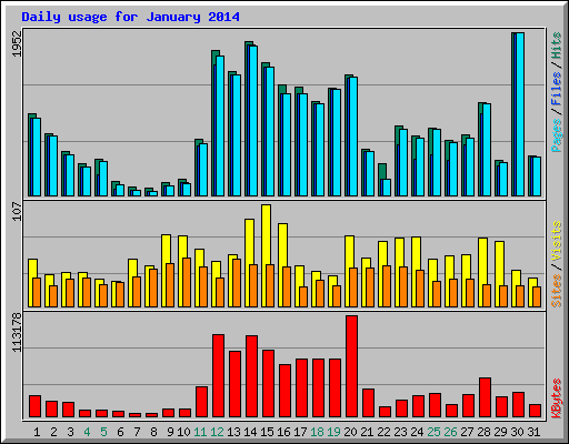 Daily usage for January 2014