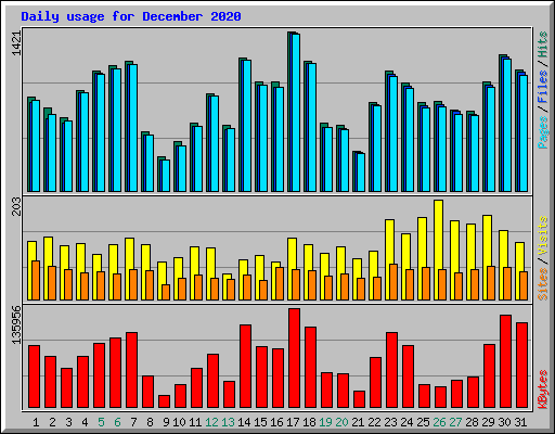 Daily usage for December 2020