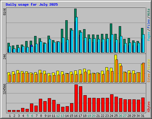 Daily usage for July 2025