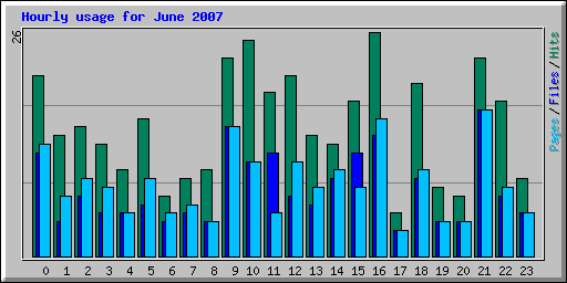 Hourly usage for June 2007