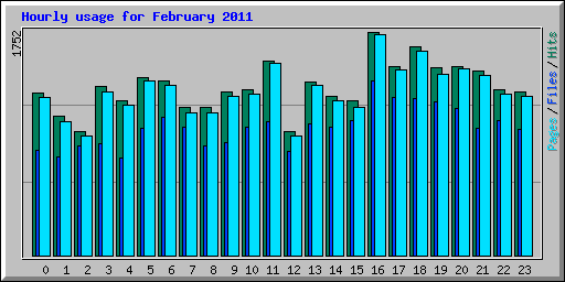 Hourly usage for February 2011