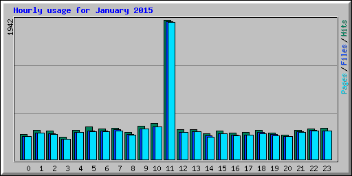 Hourly usage for January 2015