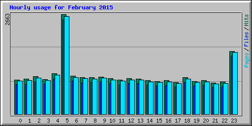 Hourly usage for February 2015