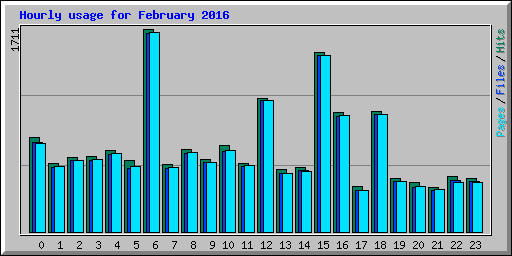 Hourly usage for February 2016