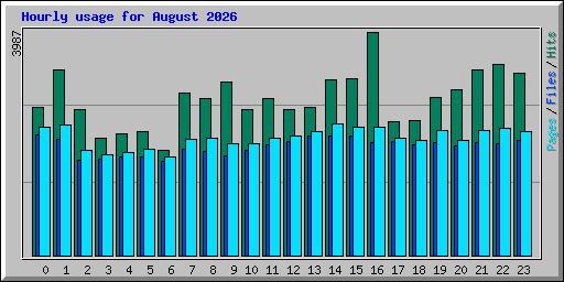Hourly usage for August 2026